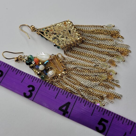 Colourful Long Tassel Earrings - Picture 7 of 9